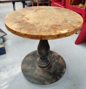 1 x Rustic Restaurant Bar Table on Castor Wheels - Dimensions: H81 x Dia 80 cms