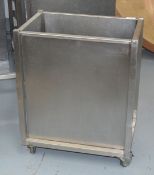 1 x Stainless Steel Mobile Cart on Castors - Dimensions: H75 x W40x D60 cms