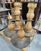 4 x Turned Wooden Column Pedestal Bases for Restaurant Tables and Poser Bar Tables - Height 68 cms