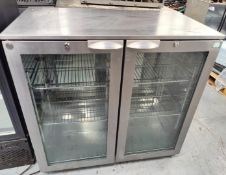 1 x IMC M90 Two Door Backbar Bottle Cooler Featuring a Silver Finish
