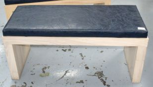 2 x Seating Benches Featuring a Light Wood FInish, Strong Joints and a Navy Faux Leather Seated