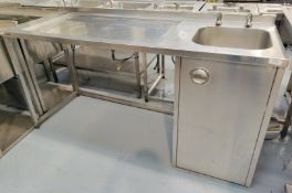1 x GastroTeknik Stainless Steel Prep Table Featuring a Large Wash Basin with Taps, Anti Drip Food