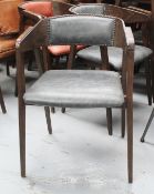 9 x Danish Mid Century Style Dining Chairs Featuring a Walnut Construction with Grey Seat Pads