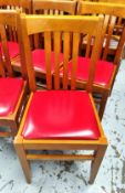 8 x Italian Made 'Bedont' Solid Wood Dining Chairs Featuring Red Leather Seat Pads