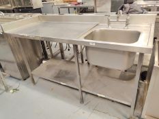 1 x Stainless Steel Prep Table Featuring a Large Wash Basin with Mixer Tap and Anti Drip Surface