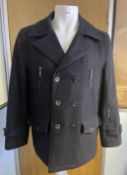 1 x FERAUD PARIS Men's Designer Full-Length Double-Breasted Black Wool Overcoat, Size EU50 - Ref: