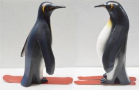 2 x Bespoke Life-Size Sculpted Fibreglass PENGUIN Animal Statues - Window Display Centrepieces -