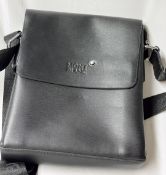 1 x MONTBLANC Black Leather Crossbody Bag, with Nylon Shoulder Strap - Ref: LB637 - CL1020 - NO