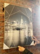 1 x Modern City Wall Art with Geometric Motif - Recently Removed from a Luxury Furniture Retailer
