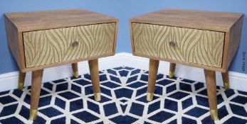 Pair of Brass Fronted 1-Drawer Side Table with Brass Detailing - Original Price £458.00