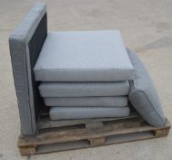 Collection of Six Outdoor Furniture Cushions - 4 x Light Grey 10x67x67cm and 2  Dark Grey 10x80x80cm