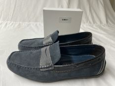 1 x Pair of GEOX RESPIRAL Men's Italian Made Patent Leather & Suede Shoes in Blue and Black - Ref: