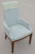1 x Premium High-back Boudoir Chair Richly Upholstered in Premium Fabrics of Pastel Blue and Green -