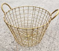 4 x Decorative Wire Storage / Log Baskets with a Gold Finish - Ex-Showroom Display Pieces - Ref: