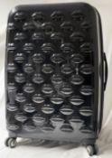1 x LULU GUINNESS Large Hard Sided Lips Spinner Suitcase in Black, H71cm - Original Value £265.