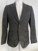 1 x RICE Men's Italian Slim Fit Single Breasted Damask Blazer Jacket in Black - Size: EU48 - Ref: