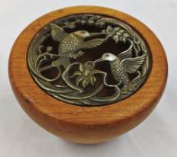1 x Hand-Crafted Wooden Pot Pourri Bowl With Hummingbird Top - NO VAT ON THE HAMMER - Ref: - CL444 -