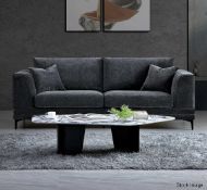 1 x ALUXO 'Lenox' Velvet Upholstered 2 Seater Sofa in Grey - Original RRP £699.00 - Recently Removed