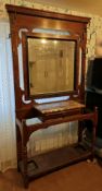 1 x Antique Edwardian Marble Topped Hall Stand With Coat Hooks And Umbrella Trays - NO VAT ON THE