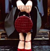 1 x ASPINAL OF LONDON Italian Leather Crocodile-embossed Tote Bag in Burgundy - Original Price £495