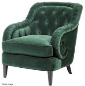 1 x CH Sumptuous Deep Green Velvet Upholstered Armchair - Original RRP £1,495