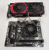 1 x Gigabyte GA-F2A68HM-HD2 Motherboard, 8GB Ram, Unknown CPU And MSI R9 380 Gaming 4G Graphics Card