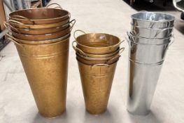 15 x Assorted Metal Florists Flower Pots - Ex-Showroom Pieces - Ref: HBK434 / 7688110 WH2 -