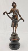 1 x Art Deco Style French Virtue Female Figurine On Wooden Plinth - NO VAT ON THE HAMMER - Ref: -
