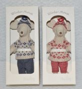 Set of 2 MAILEG Winter Ski Mouse Mum & Dad Premium Soft Toys - Total Original Price £79.90 - Ref: