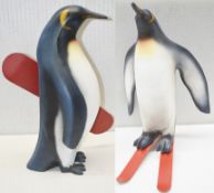 2 x Bespoke Life-Size Sculpted Fibreglass PENGUIN Animal Statues - Window Display Centrepieces -