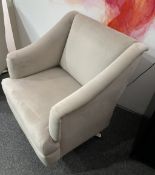 1 x Bespoke Handcrafted Velvet Upholstered Swivel Armchair in Stone / Taupe - Made in the UK