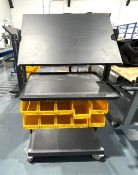 1 x Industrial Workstation Featuring a Mobile WorkSurface, 10 Linbins, Undershelf, Castors