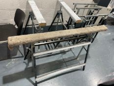 3 x Metal and Wood Sawhorse with Protective Tops