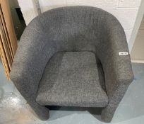 1 x Office Tub Chair Upholstered in a Grey Fabric - Dimensions: 30 x 30 x 28 inches