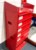 1 x Assorted Job Lot to Include a Wurth Red Metal Tool Chest/Cabinet, Workbench and Office Chair