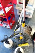1 x Job Lot of Cleaning Equipment Including a Hose Reel, Hand Pump Sprayers, Buckets