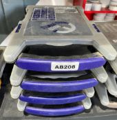 4 x Multi Choice Screw Storage Boxes -Stackable, Plastic Material, Grey and Blue