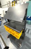 1 x Industrial Workstation Featuring a Mobile WorkSurface, 10 Linbins, Undershelf, Castors