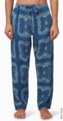 1 x Pair of Men's DESMOND & DEMPSEY Tapered Pajama Bottoms / Lounge Pants in a Patterned Linen -
