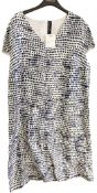 1 x ROBERTO AVOLIO MILANO Ladies' Italian 100% Silk V-Neck Dress in White and Navy Blue - Size: IT