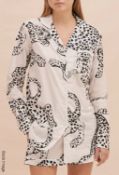 1 x DESMOND & DEMPSEY Ladies' Luxury Pure Cotton Jaguar Print Long Pyjama Night Shirt - Size: M