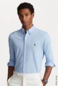 1 x RALPH LAUREN Log Sleeve Featherweight Mesh Polo Shirt in Blue - Size: M - Original Price £115.00