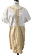 1 x EDOUARD VERMEULEN / NATAN+ Ladies' Designer Boho Colorblock V-Neck Dress in White and Tan -