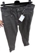 1 x RALPH LAUREN Ladies' Designer Ankle Jeans in Grey, with Zipped Front Pockets - Size: EU29 -