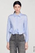 1 x SANDRO Ladies' Luxury Parisian Stripy Poplin Shirt in Blue - Size: 1 - Original Price £249.