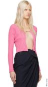 1 x JACQUEMUS 'La Maille Pralù Longue' Ribbed Cardigan in Neon Pink, UK 10 - Original Price £335.00