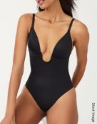 1 x SPANX Plunge Low Back-Thong Bodysuit in Very Black - Size: M - Original Price £132.00