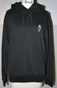 1 x RALPH LAUREN Mens' Unisex Designer 'Polo Bear' Cotton Pullover Hoodie in Black - Size: S -