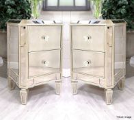 Pair of CH Mirrored 2-Drawer Bedside Cabinets - Total Original Price £838.00