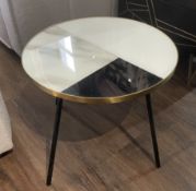 1 x Stylish Mixed Marble Topped Table with Brass Trim - From a Luxury Furniture Retailer